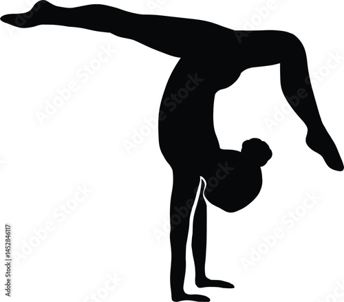 split jump girl gymnast black silhouette
