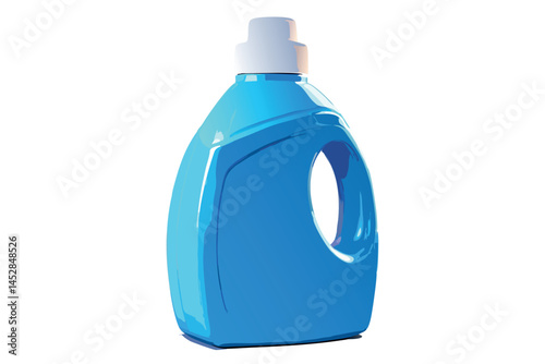 Blue plastic detergent bottle with unique shape and ergonomic handle, designed for comfort and easy pouring, ideal for cleaning purposes