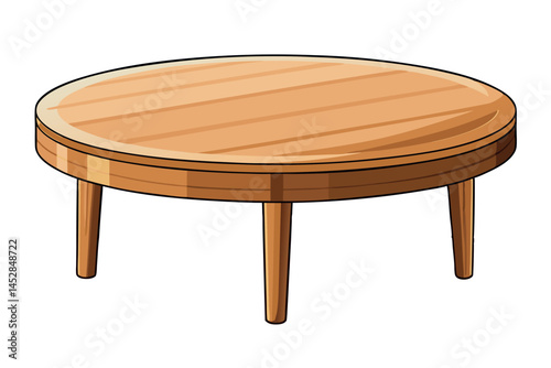 Elegant circular wooden table with a smooth, glossy surface, emphasizing the natural wood grain texture