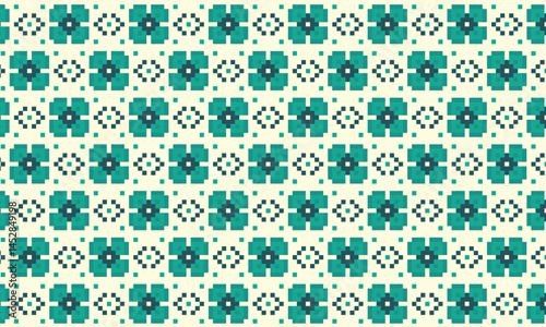 Pixel flowers pattern for textile, fabric, cards, interior, paper decoration