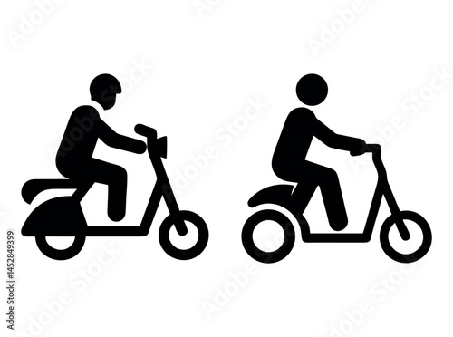 Couples Riding Various Motorized Vehicles Silhouettes, Silhouette illustration of couples riding scooters and Motorcycles and Scooters, motorcycle, scooter, rider, person, icon, symbol, graphic, trans