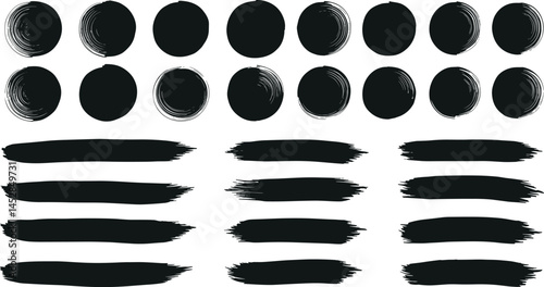 Japanese round brushstrokes. Vector Asian enso circles