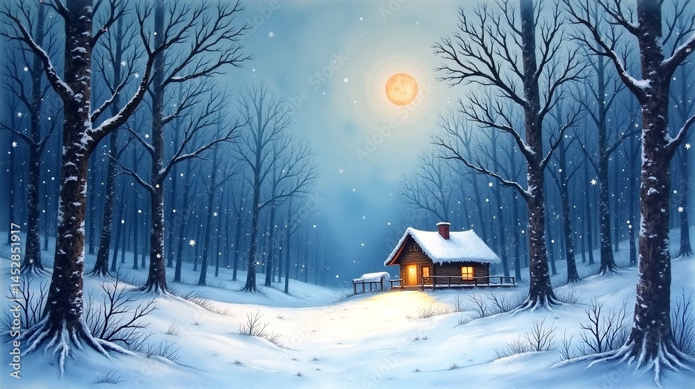 Naklejka premium Enchanted Forest Snowfall