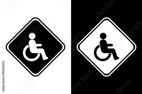 Access Ramp Icon Silhouette Vector Black & White Accessibility Design.