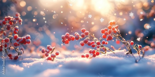 Winter Berries in Snowy Landscape.  Possible use Nature background photo