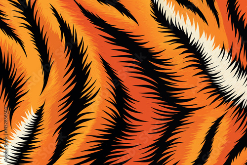 vibrant tiger fur pattern, showcasing the detailed orange and black stripes with a unique texture, perfect for nature themed designs