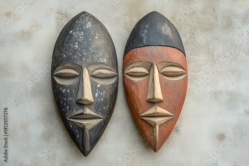 pigments tribal masks carved from wood and painted with earth African