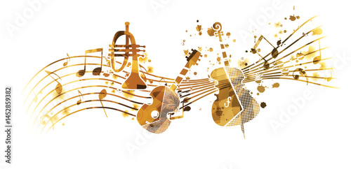 Colorful Abstract Jazz Collage with Musical Instruments – Art Vector Illustration