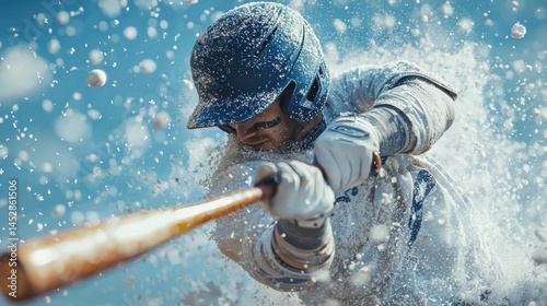 Frozen impact a baseball players swing amidst dynamic energy