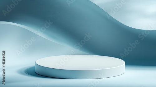 Serene Blue Abstract Podium Product Display Background.