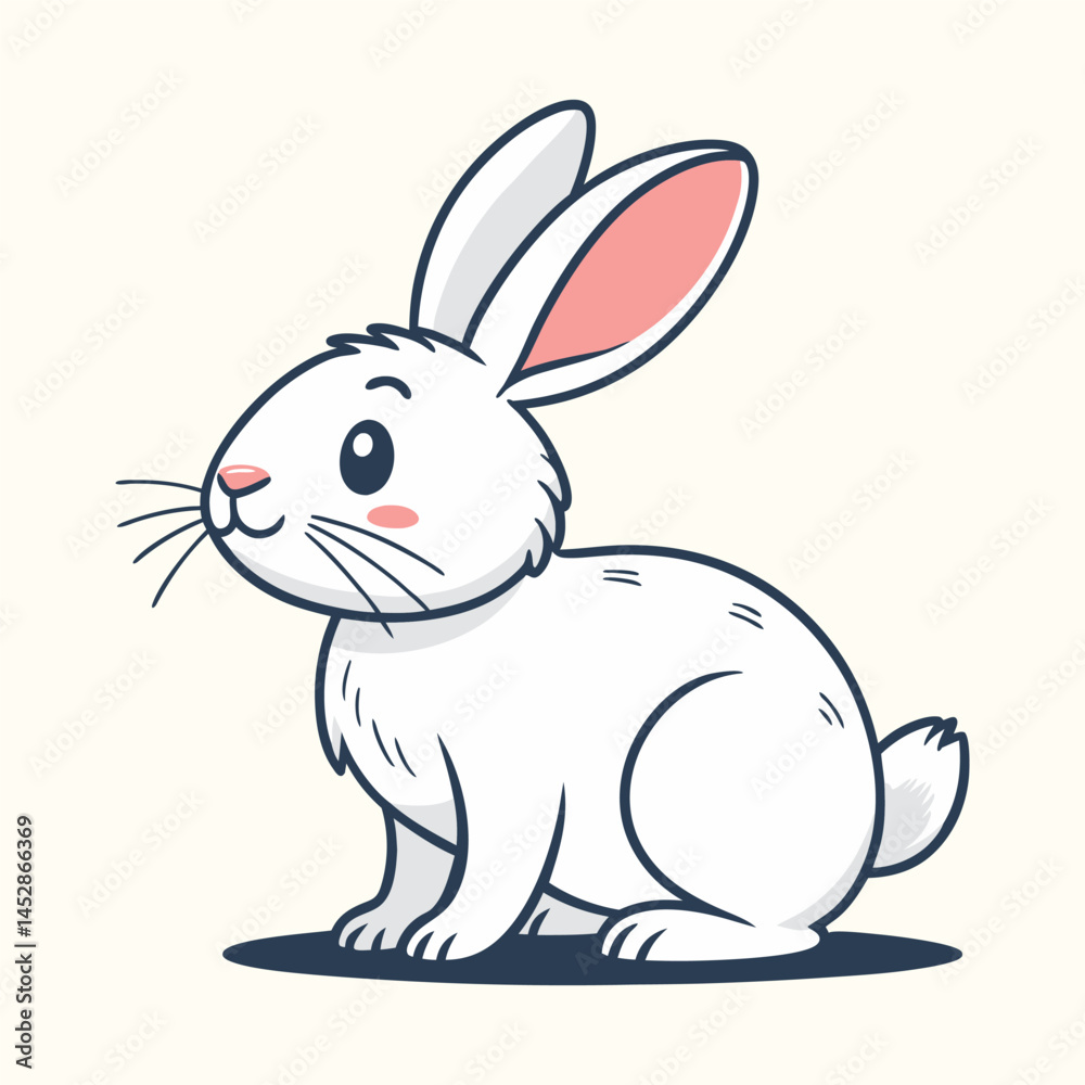 Obraz premium Adorable Cartoon Rabbit Sitting with a Gentle Expression