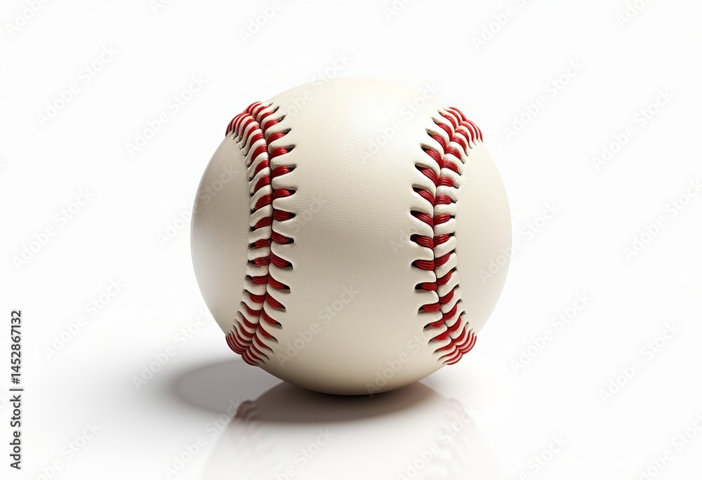 Baseball with red stitching on a white background Baseball with red stitching on a white background