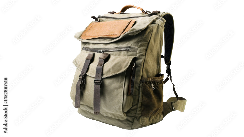Fototapeta premium Stylish Backpack Isolated on Clean White Background for Travel and Fashion Use 