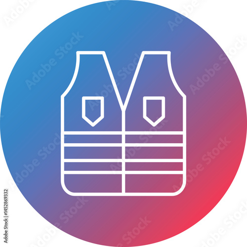 Labour Vest Line Gradient Circle Background Icon
