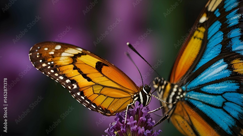 Fototapeta premium A closeup vibrant butterfly with wings designed.