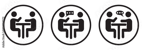 Meeting room setup line icon vector. hybrid meeting room setup sign. isolated contour symbol black illustration.