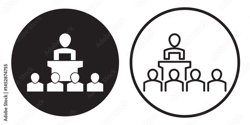 Table with chairs icons set. Table for business meetings. Vector illustration isolated on white background. Table with chairs icons set. Table for business meetings. Vector illustration isolated on white background.
