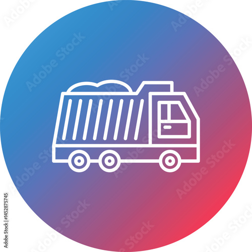 Dump Truck Line Gradient Circle Background Icon