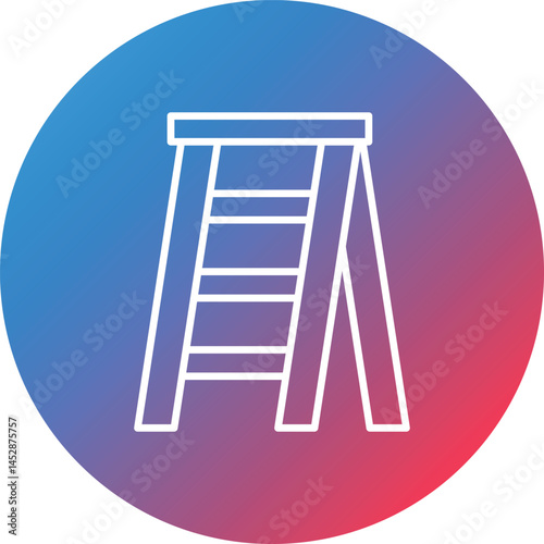 Stepladder Line Gradient Circle Background Icon