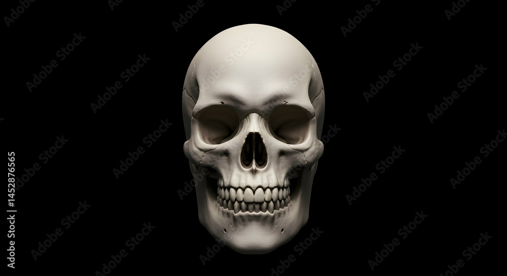 Obraz premium Realistic Human Skull Model in High Definition with Dark Background