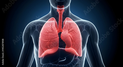 Obraz na płótnie 3D Illustration of Human Lungs with Detailed Anatomy and Structure w salonie