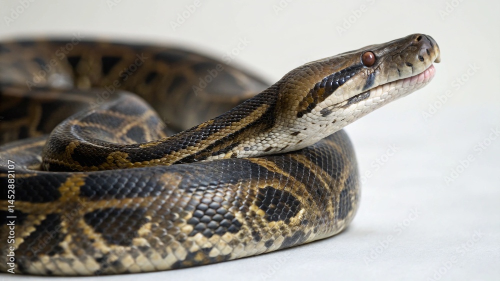 Burmese Python on studio background