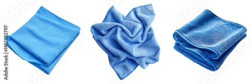 Set of High-resolution photo of a single household cleaning wipe, neatly folded on transparent png background. Ai generated