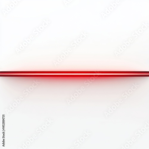 Vivid red light emitting diode strip on a clean surface isolated on white background