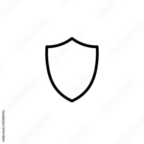 Blank shield icon in outline minimal style