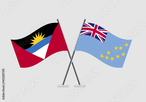 Antigua and Tuvalu vector flags artwork with calm symbolism