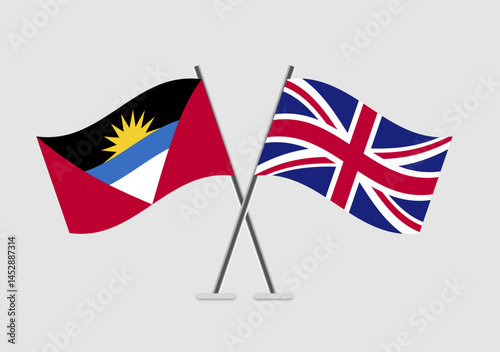 Antigua and United Kingdom vector flags graphic concept for shared identity