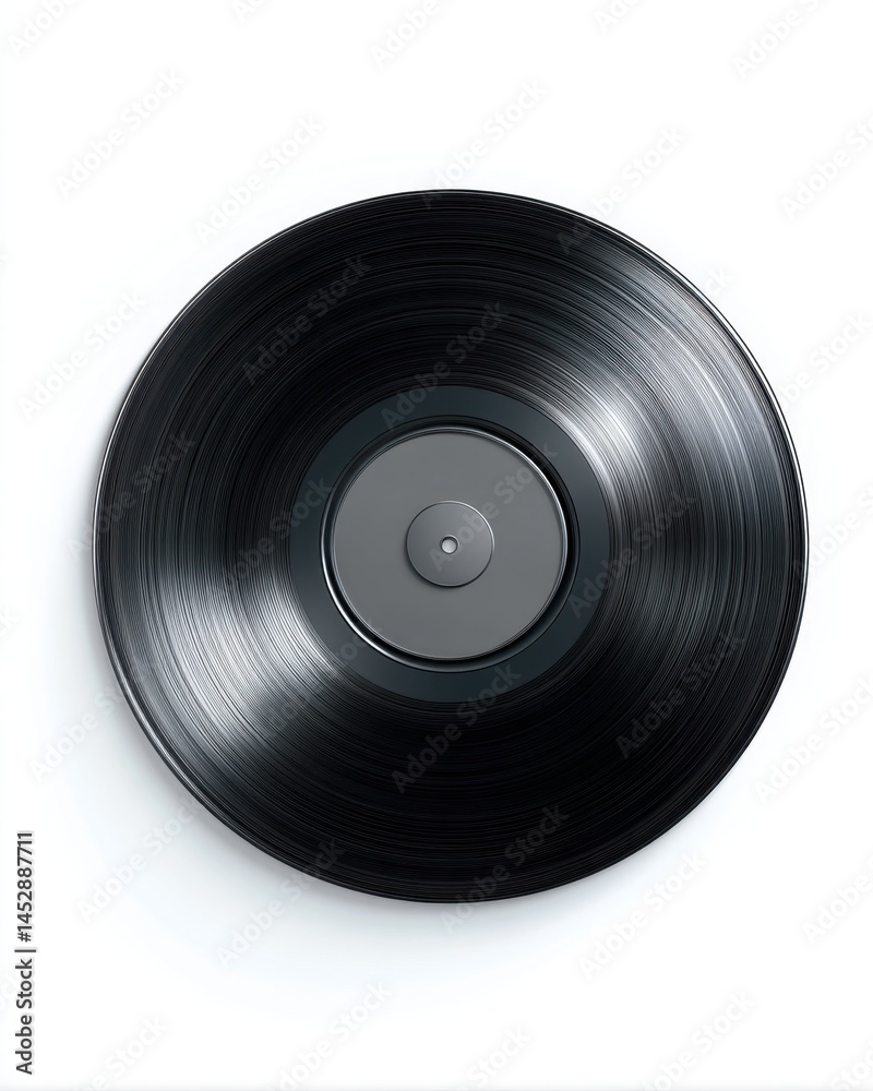Obraz premium Vinyl Record on White Background Capturing the Essence of Music with a Clean and Minimalist Aesthetic Perfect for Album Art and Music Production Projects