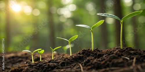 Growth Trees concept Coffee bean seedlings nature background Beautiful green