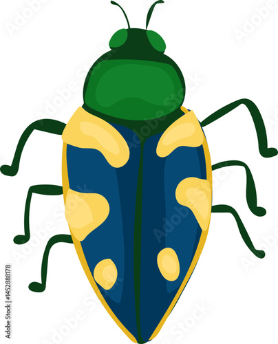 Green and Blue Beetle with Split Back