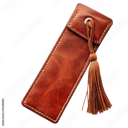 Leather Bookmark With Tassel Detail  isolated on a transparent background