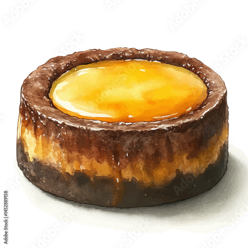watercolor of Chocolate Lava Cake With Molten Center, vector, isolated on a white background.