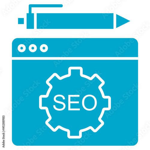 SEO Writing icon, Boost Your Rankings with Strategic SEO Writing, Crafting Content That Google and Readers Love, vector