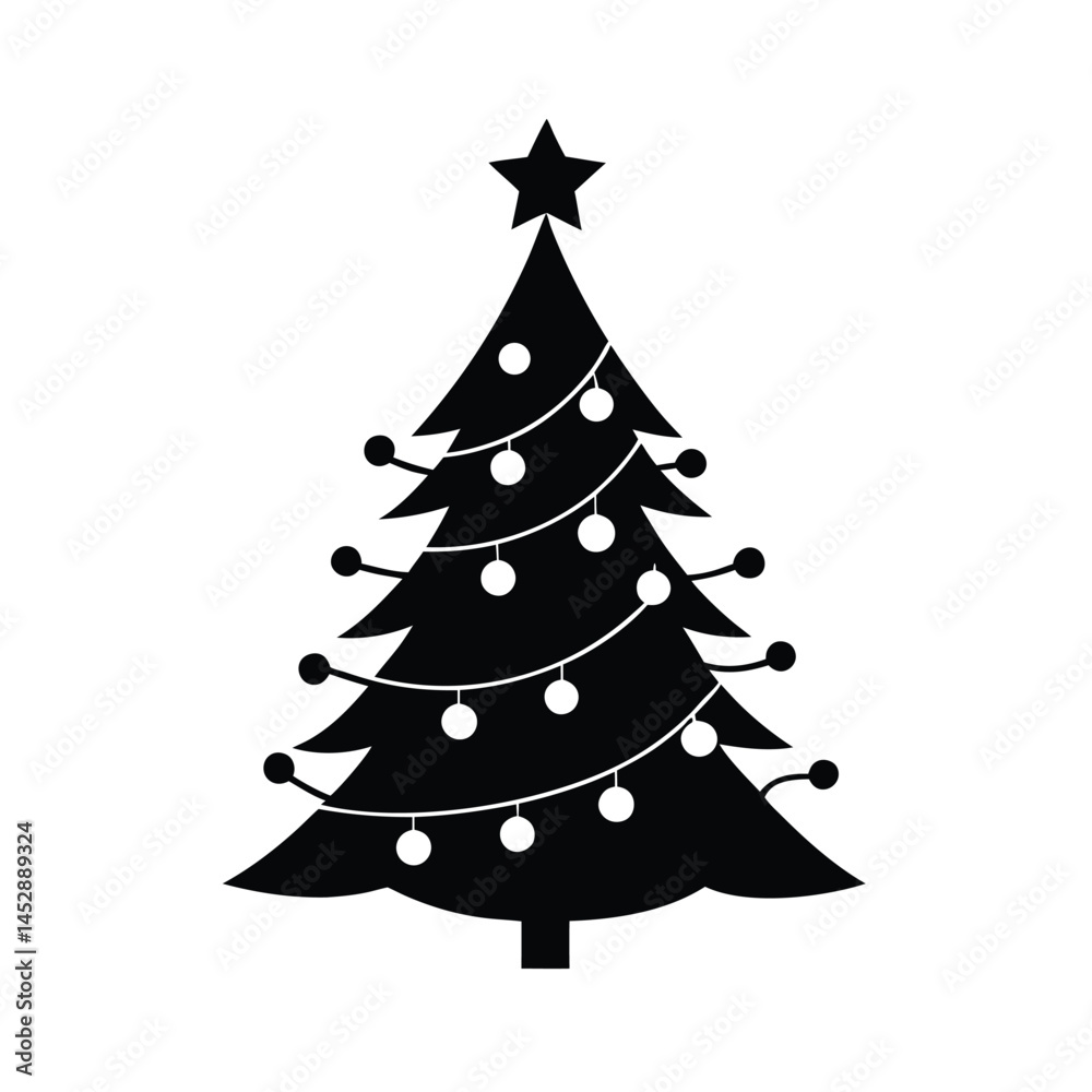 Fototapeta premium Simple Black Christmas Tree Icon
