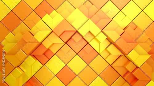 Geometric Shapes Form a Wave. Abstract motion, two color, 3d rendering, 4k resolution
