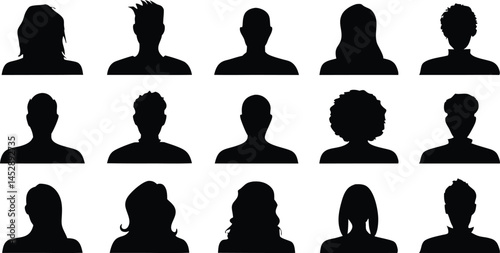 A grid of diverse male and female user profile silhouettes.