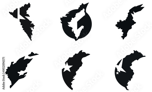 Vector Illustration of Damaged Region Map with Lightning Bolt