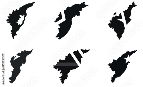 Vector Illustration of Damaged Region Map with Lightning Bolt
