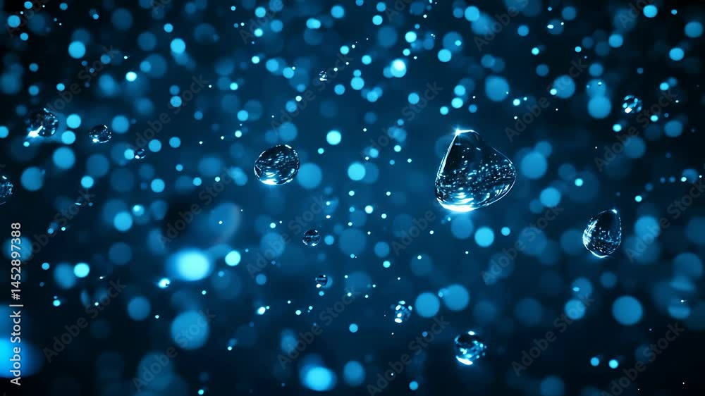 custom made wallpaper toronto digitalBlue Water Droplets on a Dark Background with Bokeh