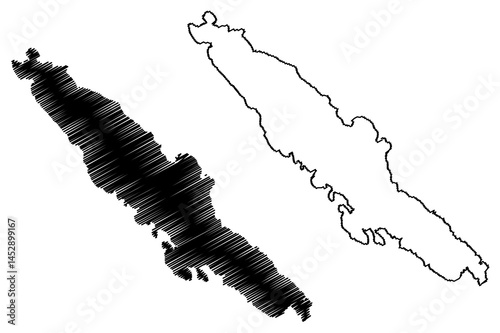Pasman island (Republic of Croatia, Adriatic Sea) map vector illustration, scribble sketch Pašman map