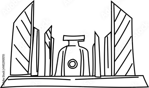 Democracy Monument Bangkok Hand-Drawn Line Illustration