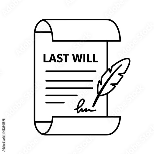 Last Will Document with Quill Illustration  