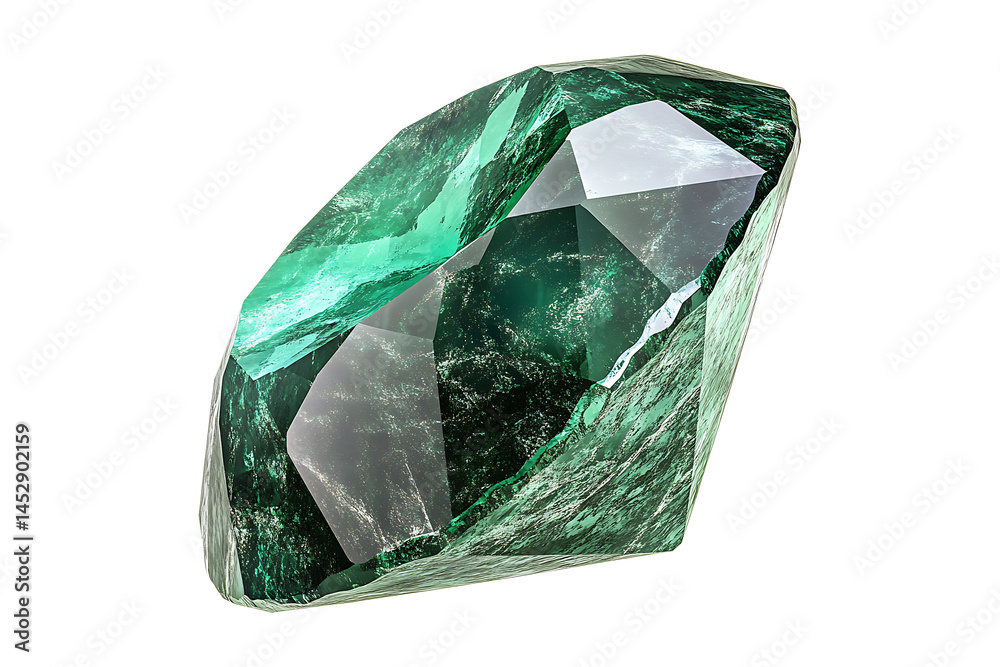 Fototapeta premium emerald gemstone isolated on transparent background