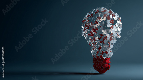 A light electric light concept made of connected jigsaw puzzle pieces, illustrated in d cartoon elan