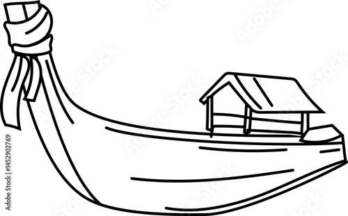 Thai Longtail Boat Icon for River and Travel