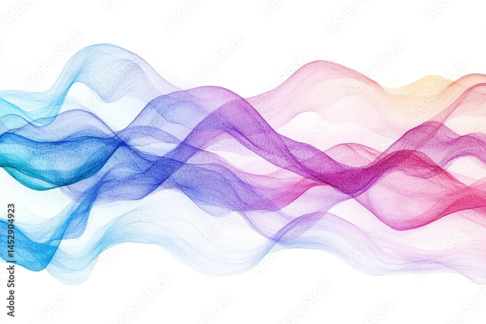 Fototapeta premium Colorful Abstract Waves Background - A vibrant featuring flowing, translucent waves in a spectrum of colors, perfect for design projects